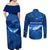 Turks and Caicos Islands Couples Matching Off Shoulder Maxi Dress and Long Sleeve Button Shirt with Blue Ocean Whale and Coral Reef Design - Wonder Print Shop