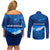 Turks and Caicos Islands Couples Matching Off Shoulder Short Dress and Long Sleeve Button Shirt with Blue Ocean Whale and Coral Reef Design - Wonder Print Shop