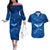 Turks and Caicos Islands Couples Matching Off The Shoulder Long Sleeve Dress and Hawaiian Shirt with Blue Ocean Whale and Coral Reef Design - Wonder Print Shop