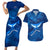 Turks and Caicos Islands Couples Matching Short Sleeve Bodycon Dress and Hawaiian Shirt with Blue Ocean Whale and Coral Reef Design - Wonder Print Shop