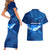 Turks and Caicos Islands Couples Matching Short Sleeve Bodycon Dress and Hawaiian Shirt with Blue Ocean Whale and Coral Reef Design - Wonder Print Shop