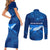 Turks and Caicos Islands Couples Matching Short Sleeve Bodycon Dress and Long Sleeve Button Shirt with Blue Ocean Whale and Coral Reef Design - Wonder Print Shop