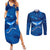 Turks and Caicos Islands Couples Matching Summer Maxi Dress and Long Sleeve Button Shirt with Blue Ocean Whale and Coral Reef Design - Wonder Print Shop