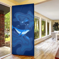 Turks and Caicos Islands Door Cover with Blue Ocean Whale and Coral Reef Design - Wonder Print Shop