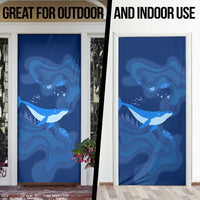 Turks and Caicos Islands Door Cover with Blue Ocean Whale and Coral Reef Design - Wonder Print Shop