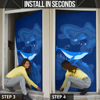 Turks and Caicos Islands Door Cover with Blue Ocean Whale and Coral Reef Design - Wonder Print Shop