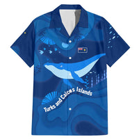 Turks and Caicos Islands Family Matching Mermaid Dress and Hawaiian Shirt with Blue Ocean Whale and Coral Reef Design - Wonder Print Shop