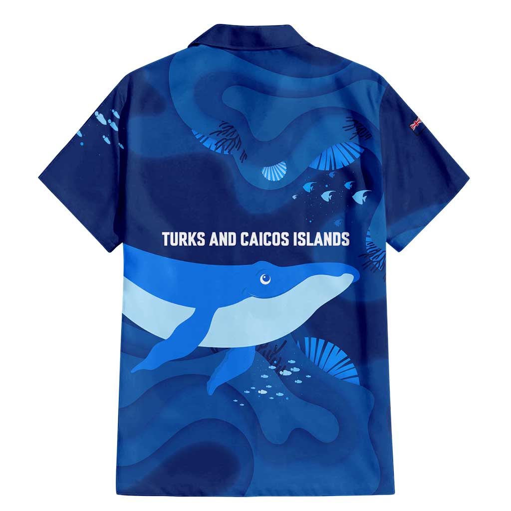 Turks and Caicos Islands Family Matching Mermaid Dress and Hawaiian Shirt with Blue Ocean Whale and Coral Reef Design - Wonder Print Shop