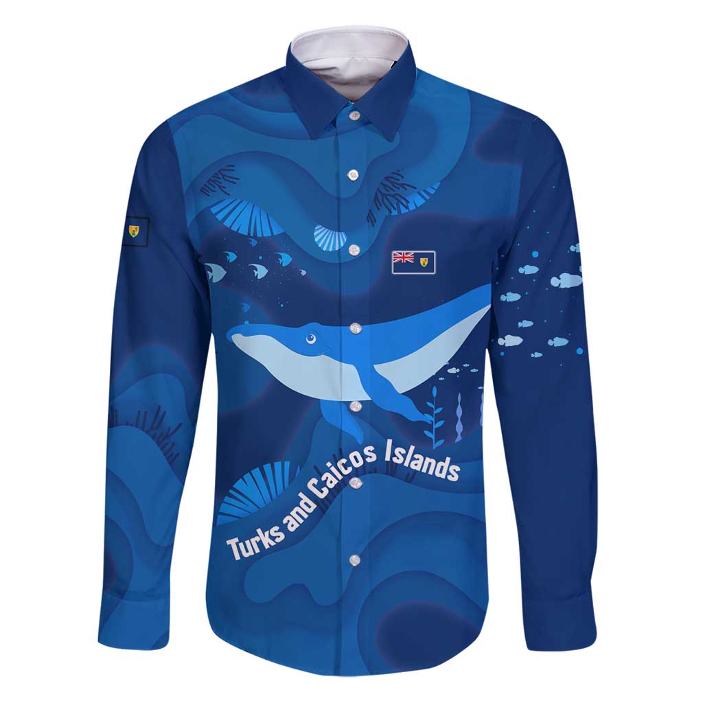 Turks and Caicos Islands Family Matching Puletasi and Hawaiian Shirt with Blue Ocean Whale and Coral Reef Design - Wonder Print Shop