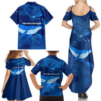 Turks and Caicos Islands Family Matching Summer Maxi Dress and Hawaiian Shirt with Blue Ocean Whale and Coral Reef Design - Wonder Print Shop