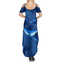 Turks and Caicos Islands Family Matching Summer Maxi Dress and Hawaiian Shirt with Blue Ocean Whale and Coral Reef Design - Wonder Print Shop