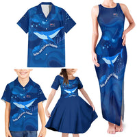 Turks and Caicos Islands Family Matching Tank Maxi Dress and Hawaiian Shirt with Blue Ocean Whale and Coral Reef Design - Wonder Print Shop