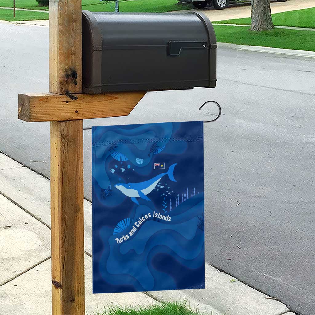 Turks and Caicos Islands Garden Flag with Blue Ocean Whale and Coral Reef Design - Wonder Print Shop