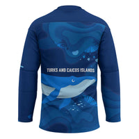 Turks and Caicos Islands Hockey Jersey with Blue Ocean Whale and Coral Reef Design - Wonder Print Shop