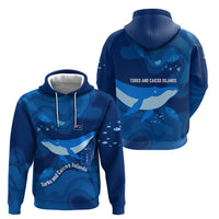 Turks and Caicos Islands Hoodie with Blue Ocean Whale and Coral Reef Design - Wonder Print Shop