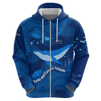 Turks and Caicos Islands Hoodie with Blue Ocean Whale and Coral Reef Design - Wonder Print Shop