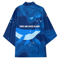 Turks and Caicos Islands Kimono with Blue Ocean Whale and Coral Reef Design - Wonder Print Shop