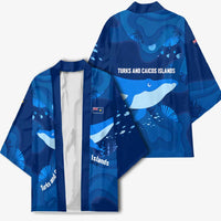 Turks and Caicos Islands Kimono with Blue Ocean Whale and Coral Reef Design - Wonder Print Shop