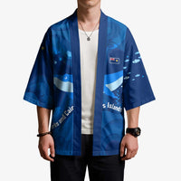 Turks and Caicos Islands Kimono with Blue Ocean Whale and Coral Reef Design - Wonder Print Shop