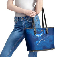 Turks and Caicos Islands Leather Tote Bag with Blue Ocean Whale and Coral Reef Design - Wonder Print Shop