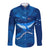 Turks and Caicos Islands Long Sleeve Button Shirt with Blue Ocean Whale and Coral Reef Design - Wonder Print Shop