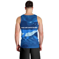 Turks and Caicos Islands Men Tank Top with Blue Ocean Whale and Coral Reef Design - Wonder Print Shop