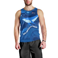 Turks and Caicos Islands Men Tank Top with Blue Ocean Whale and Coral Reef Design - Wonder Print Shop