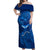 Turks and Caicos Islands Off Shoulder Maxi Dress with Blue Ocean Whale and Coral Reef Design - Wonder Print Shop