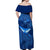 Turks and Caicos Islands Off Shoulder Maxi Dress with Blue Ocean Whale and Coral Reef Design - Wonder Print Shop
