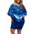 Turks and Caicos Islands Off Shoulder Short Dress with Blue Ocean Whale and Coral Reef Design - Wonder Print Shop