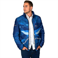 Turks and Caicos Islands Padded Jacket with Blue Ocean Whale and Coral Reef Design - Wonder Print Shop