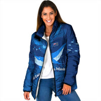 Turks and Caicos Islands Padded Jacket with Blue Ocean Whale and Coral Reef Design - Wonder Print Shop
