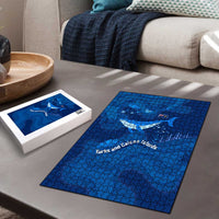 Turks and Caicos Islands Puzzle with Blue Ocean Whale and Coral Reef Design - Wonder Print Shop