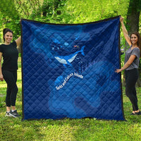 Turks and Caicos Islands Quilt with Blue Ocean Whale and Coral Reef Design - Wonder Print Shop