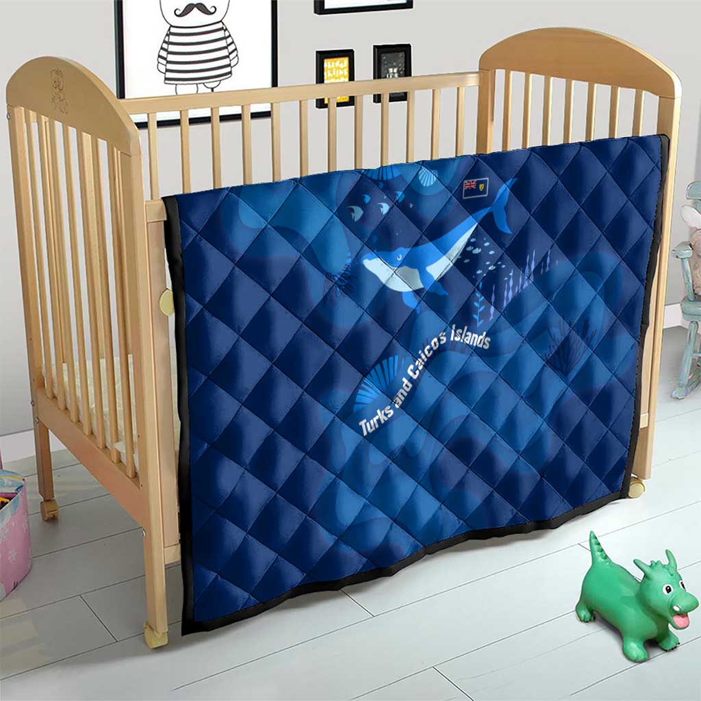 Turks and Caicos Islands Quilt with Blue Ocean Whale and Coral Reef Design - Wonder Print Shop