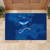 Turks and Caicos Islands Rubber Doormat with Blue Ocean Whale and Coral Reef Design - Wonder Print Shop