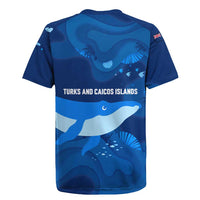 Turks and Caicos Islands Rugby Jersey with Blue Ocean Whale and Coral Reef Design - Wonder Print Shop