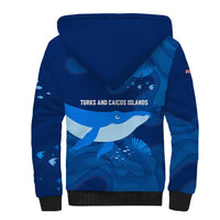 Turks and Caicos Islands Sherpa Hoodie with Blue Ocean Whale and Coral Reef Design - Wonder Print Shop