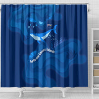 Turks and Caicos Islands Shower Curtain with Blue Ocean Whale and Coral Reef Design - Wonder Print Shop