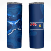 Turks and Caicos Islands Skinny Tumbler with Blue Ocean Whale and Coral Reef Design - Wonder Print Shop