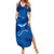 Turks and Caicos Islands Summer Maxi Dress with Blue Ocean Whale and Coral Reef Design - Wonder Print Shop