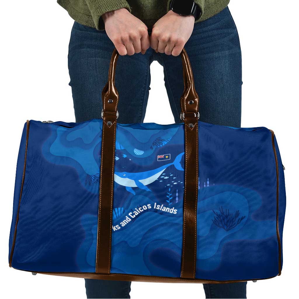 Turks and Caicos Islands Travel Bag with Blue Ocean Whale and Coral Reef Design - Wonder Print Shop