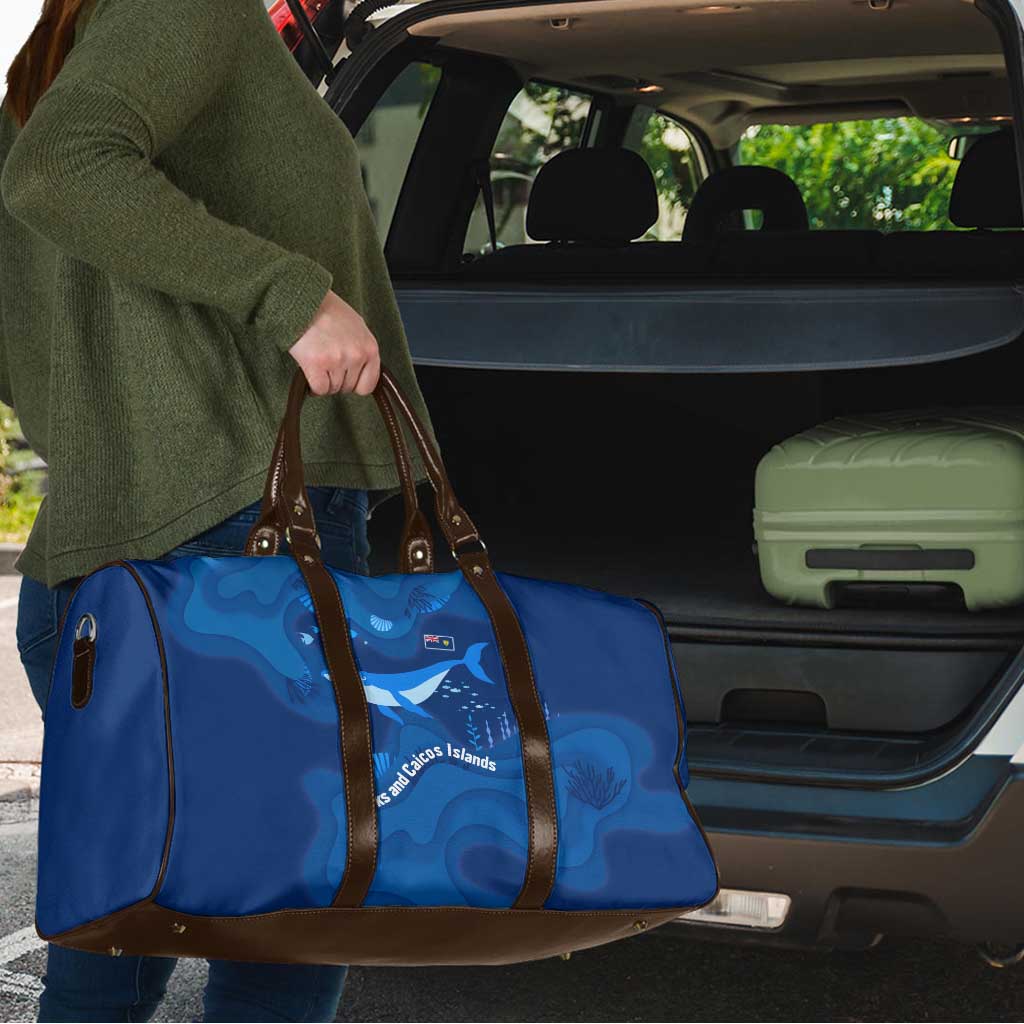 Turks and Caicos Islands Travel Bag with Blue Ocean Whale and Coral Reef Design - Wonder Print Shop