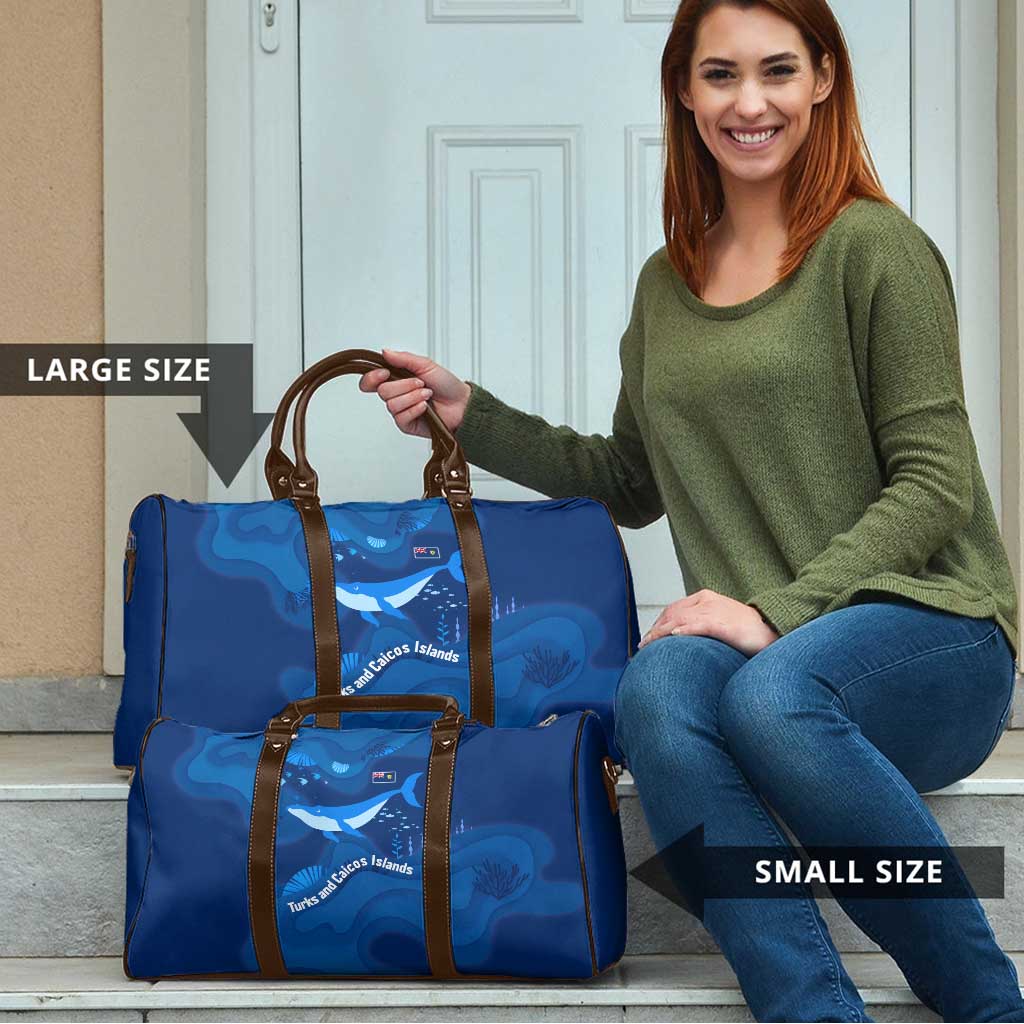 Turks and Caicos Islands Travel Bag with Blue Ocean Whale and Coral Reef Design - Wonder Print Shop