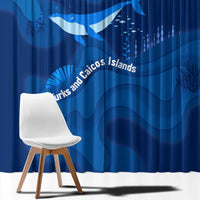 Turks and Caicos Islands Window Curtain with Blue Ocean Whale and Coral Reef Design - Wonder Print Shop