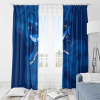 Turks and Caicos Islands Window Curtain with Blue Ocean Whale and Coral Reef Design - Wonder Print Shop