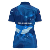 Turks and Caicos Islands Women Polo Shirt with Blue Ocean Whale and Coral Reef Design - Wonder Print Shop