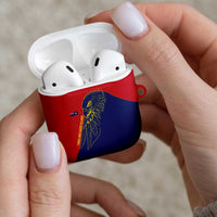 Turks and Caicos Islands AirPods Case with Yellow Hawk Outline and Red Blue Crest Design - Wonder Print Shop
