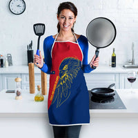 Turks and Caicos Islands Apron with Yellow Hawk Outline and Red Blue Crest Design - Wonder Print Shop