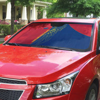 Turks and Caicos Islands Auto Sun Shade with Yellow Hawk Outline and Red Blue Crest Design - Wonder Print Shop